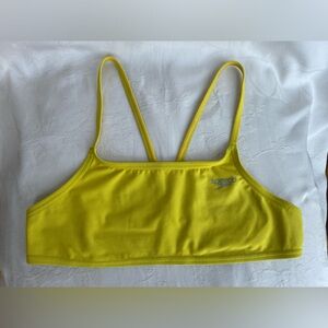 Speedo Endurance Bikini Top Large Yellow Strappy Fixed Back Swim Bra